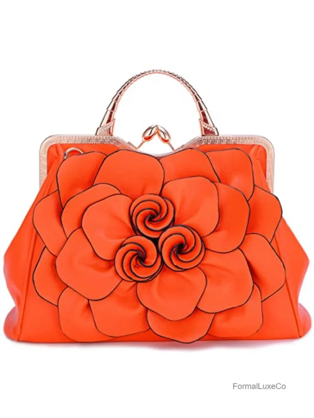 Ethnic Floral Clutch with Kiss Lock Closure and Removable Strap